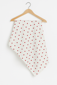 Kırmızı Kalpli Müslin Örtü