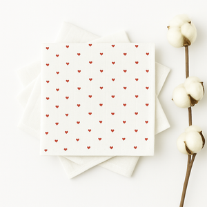 Kırmızı Kalpli Müslin Ağız Mendili