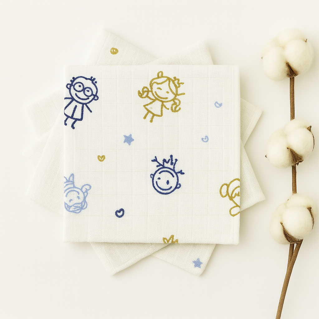 Çocuk Desenli Müslin Ağız Mendili