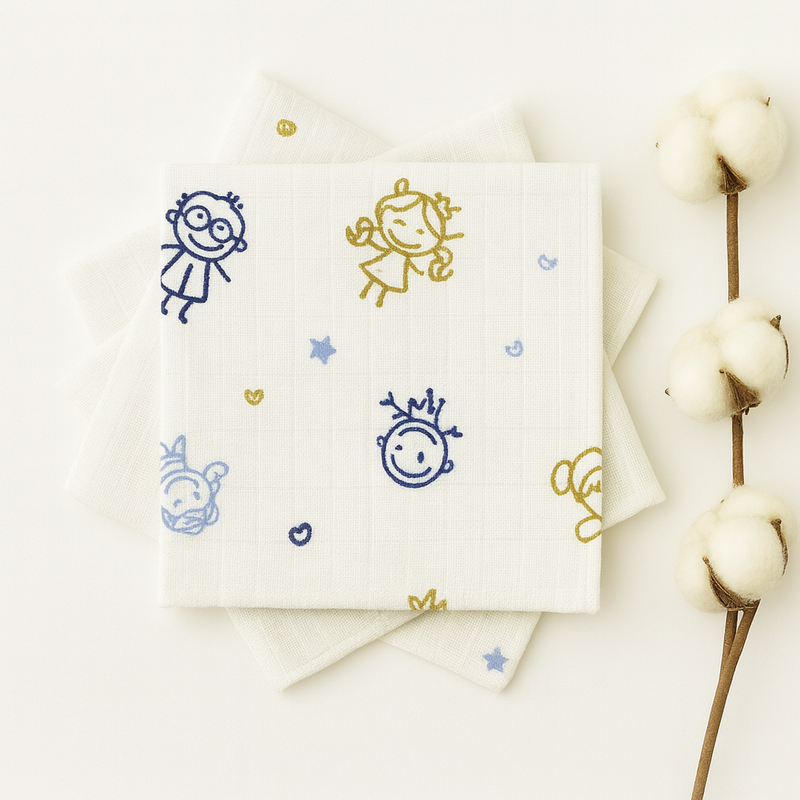 Çocuk Desenli Müslin Ağız Mendili