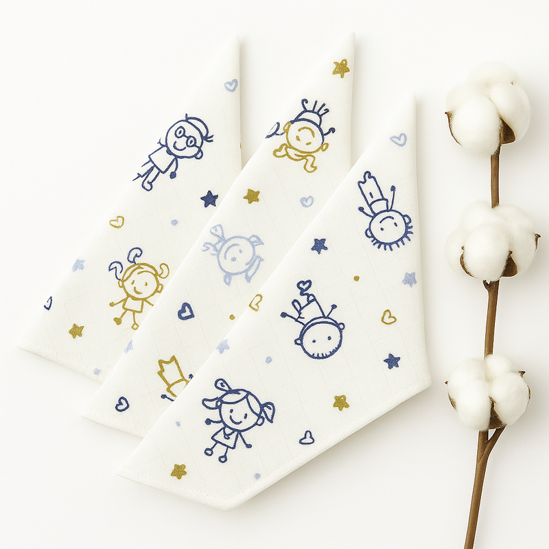 Çocuk Desenli Müslin Ağız Mendili