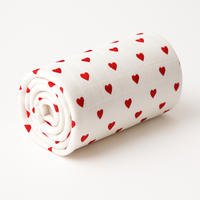 Kırmızı Kalpli Müslin Örtü