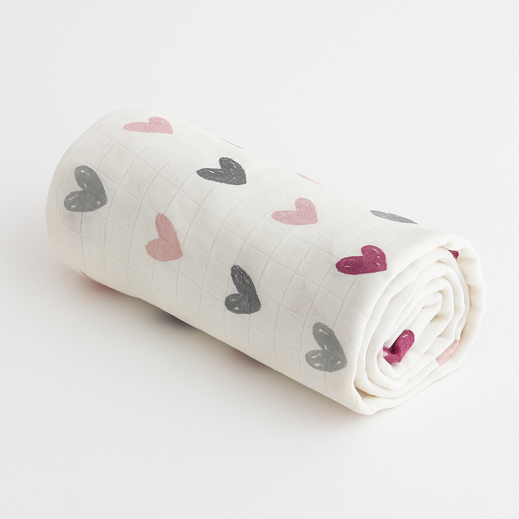 Pembe Gri Kalpli Müslin Örtü