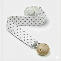 Gri Yıldız Desenli Emzik Askısı